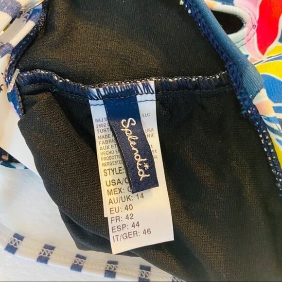 Splendid Tropical Navy High Neck Bikini Top NWT - Picture 10 of 11